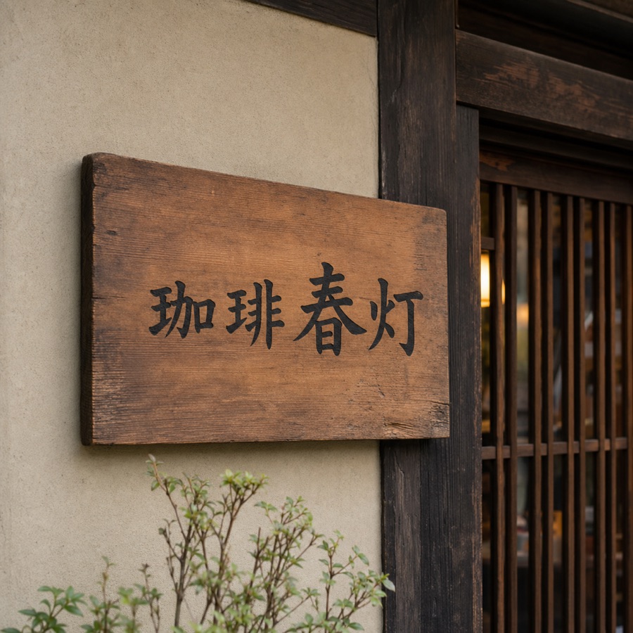 珈琲 春灯の看板